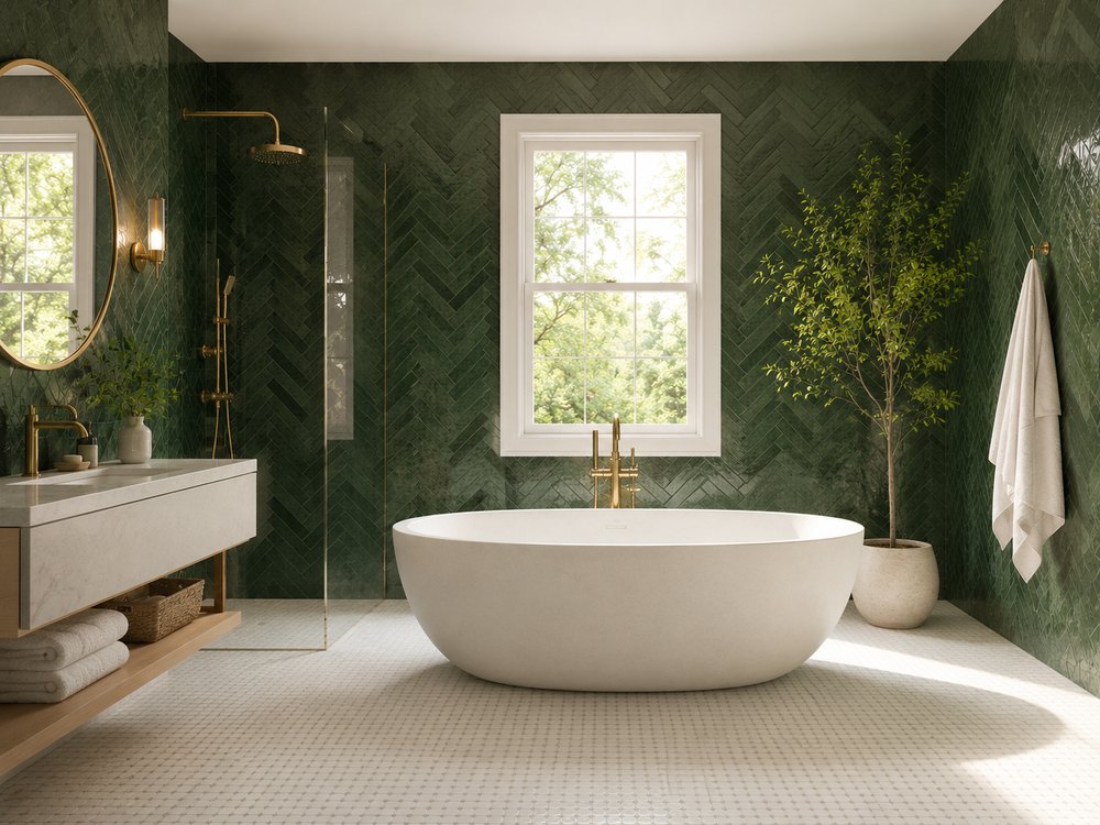 Bold forest green bathroom design inspiration