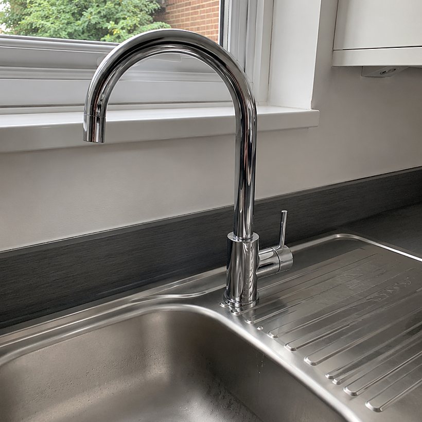Modern kitchen mixer tap fitted by Yorkshire Green Heating in Doncaster